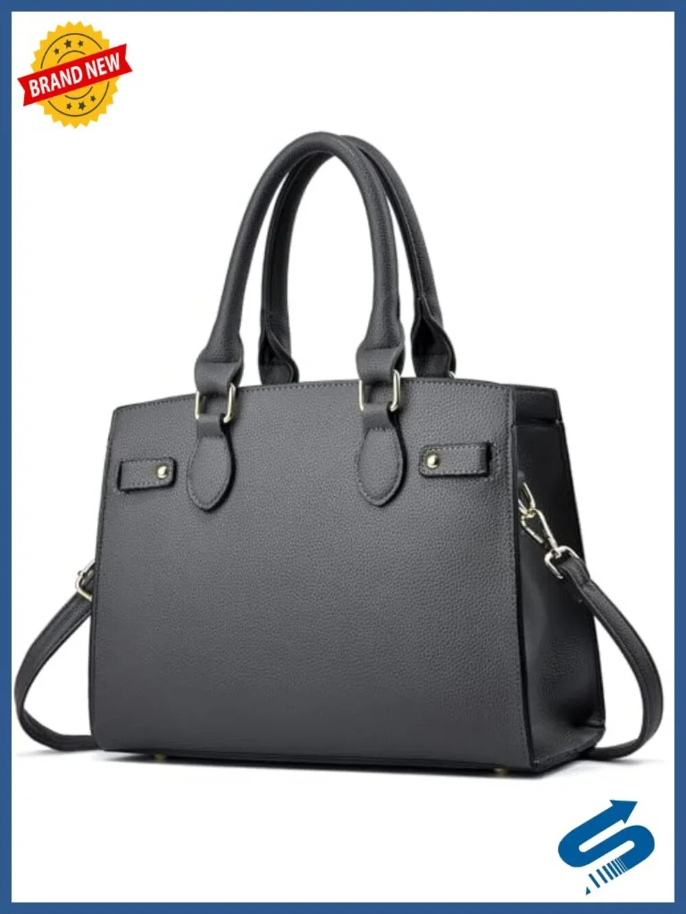 Faux Leather Satchel Tote Bag Top Handle Shoulder Crossbody Purse